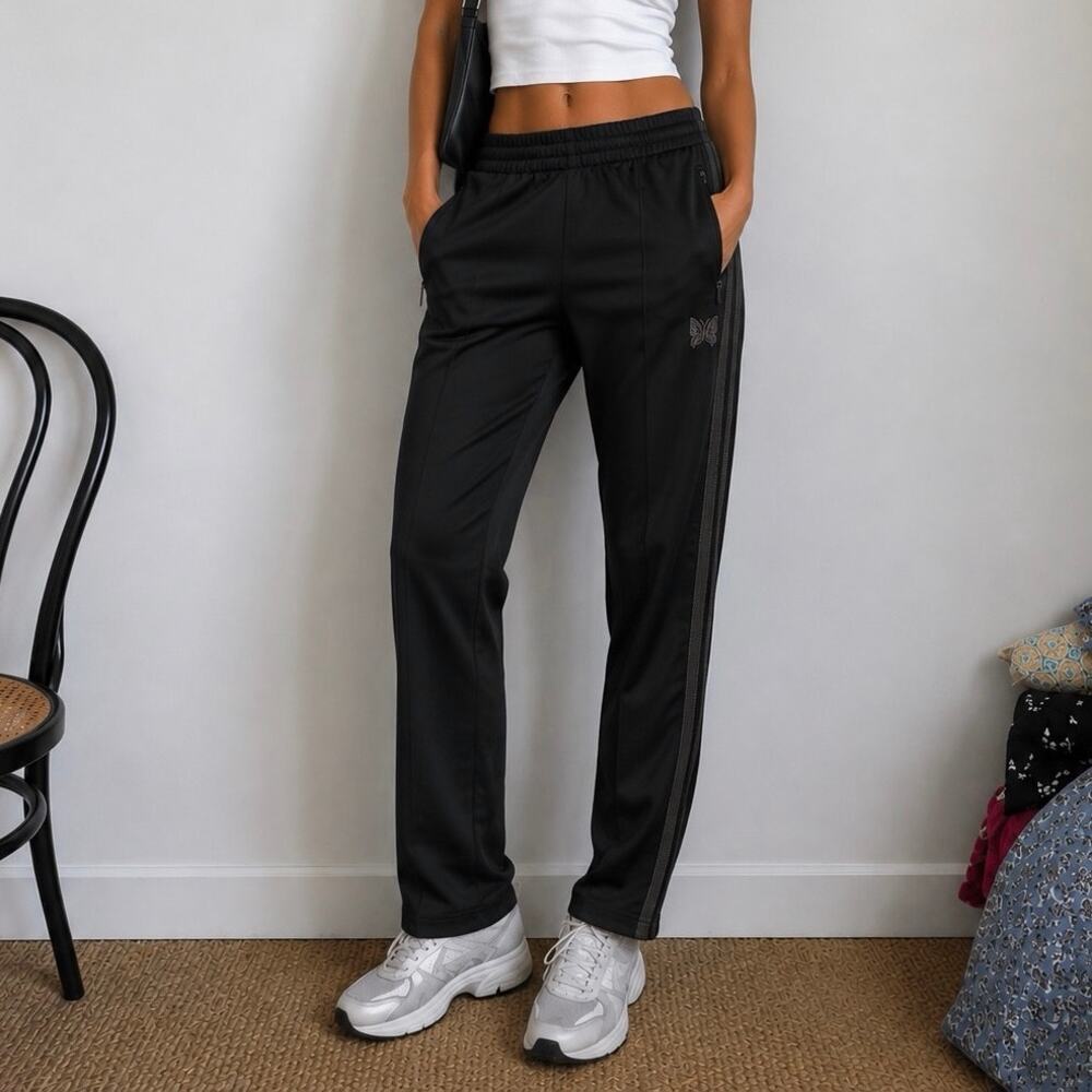 Needles Butterfly-Embroidered Pull On Track Pants Black Women's Size Small